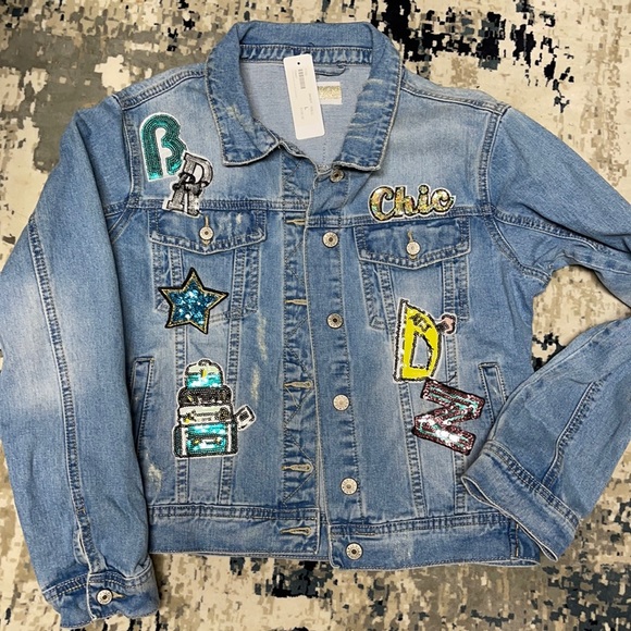 Pookie and Sebastian Denim patchwork jacket - Picture 1 of 11